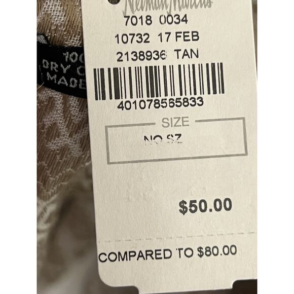 NWT Neiman Marcus One Size Long Scarf Wrap Soft 100% Rayon Beige & Tan NEW - Picture 7 of 7